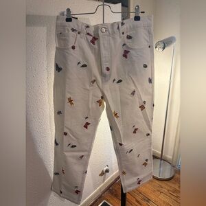 Reformation High Rise Straight Leg white embroidered jeans